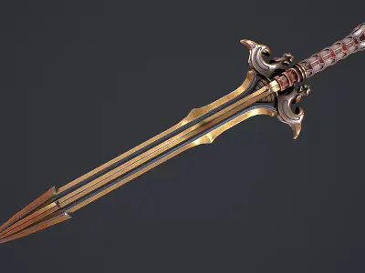 Fantasy Sword 16 3D Model Low-poly 3D model