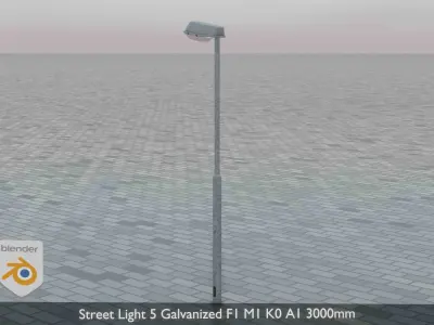 Street Light 5 Galvanized F1 M1 K0 A1 3000mm Low-poly 3D model