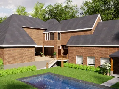 Realistic Exterior House Low-poly 3D model