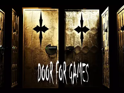 Door 3D with cross Low-poly 3D model