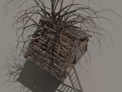 Old Tree House Low-poly 3D model