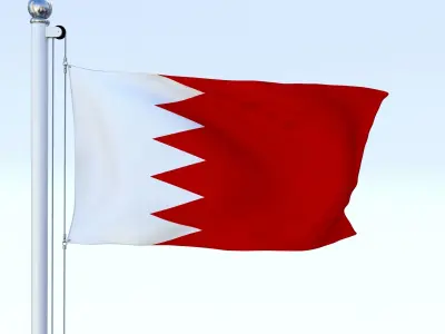 Animated Bahrain Flag Low-poly 3D model