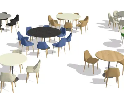 Parametric Revit Round Table Chair Configuration Setups Family 3D model