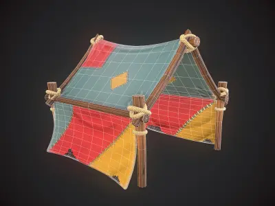 Stylized Tent Low-poly 3D model
