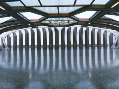 Modern Concrete Corridor Architectural Background - V1U2 3D model