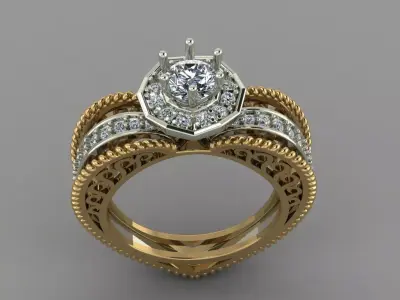 Love Ring Heart Shaped Diamond Ring 3D Print Model 3D print model