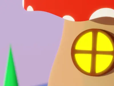 Mushroom Fantasy and Game House Low-poly 3D model