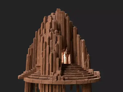 Basalt Rocks Platform  Low-poly 3D model