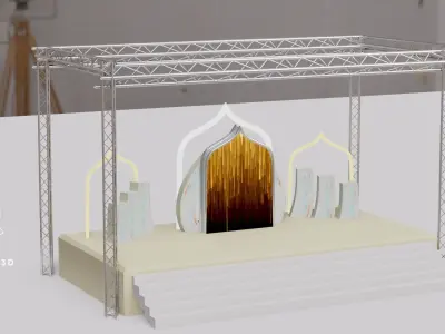 Islamic Event Stage 3D Model with Lighting Low-poly 3D model