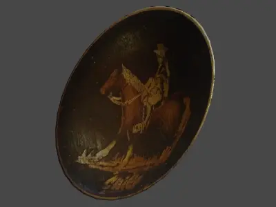 metallic plate with ornaments from Chile Low-poly 3D model
