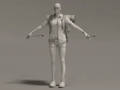  Female Hiker Animated HQ Editorial License 