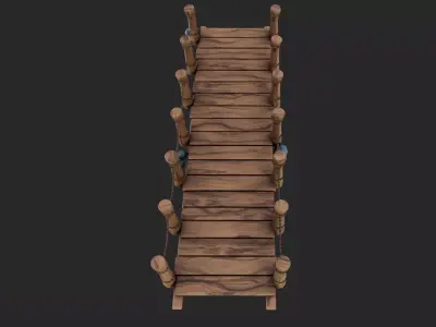 Stylized Rickety Wooden Bridge Low-poly 3D model