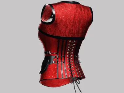 Corset Red Low-poly 3D model