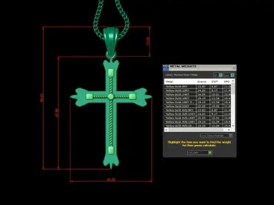 High Cross Pendant Light Gold 18K 4CP088 3D print model