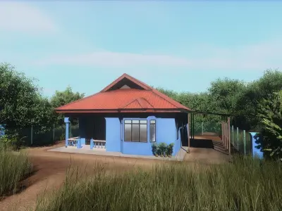 Single Storey House Low-poly 3D model