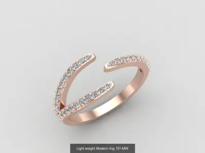 Minimal light weight diamond rings 3D Model Pack