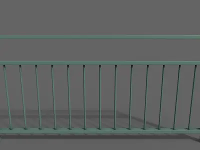 PBR Pedestrian Guard Rail Green V3 Low-poly 3D model