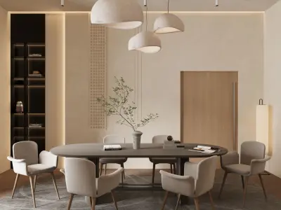 Minimalistic Style Dining Room 3D model