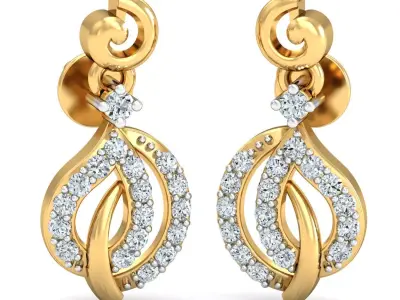 Yellow gold diamond earring-P2 E-13 3D print model