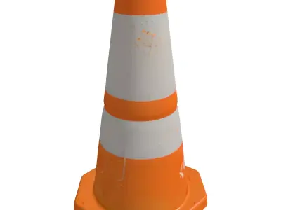 Weathered Traffic Safety Cone Low-poly 3D model