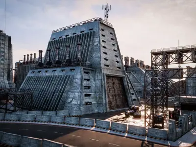 INDUSTRIAL SCIFI BUILDING 04 Low-poly 3D model