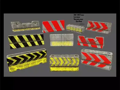 barrier set 2 road markings Low-poly 3D model