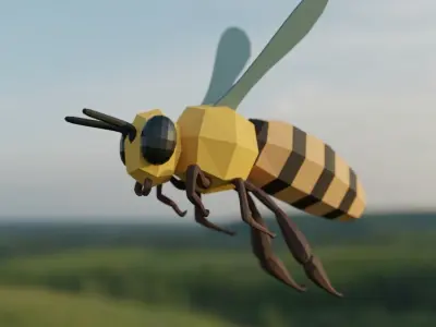 Low Poly Flying Bee Free low-poly 3D model
