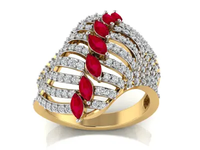 Light Weight Rose Gold Diamond Ring  -RI-261 3D print model