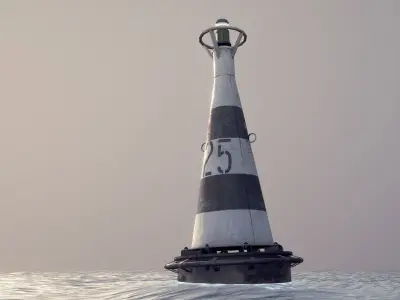 Buoy River RB-6-01 Safe Water Mark Low-poly 3D model
