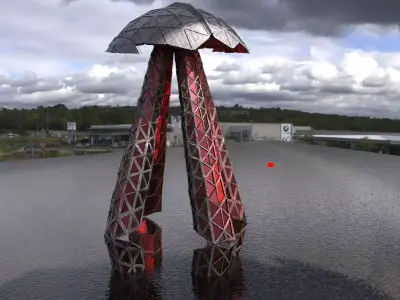 Sci fi Tribal advanced mushroom dish 3D model