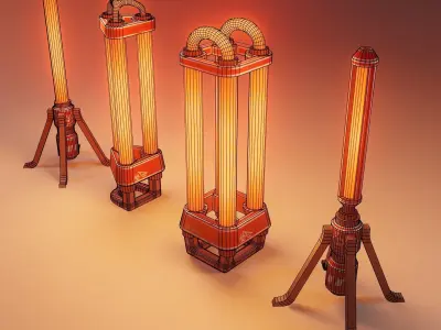 Sci-fi lamp Low-poly 3D model
