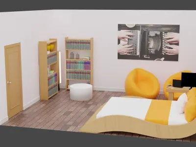 Haru Bedroom Low-poly 3D model