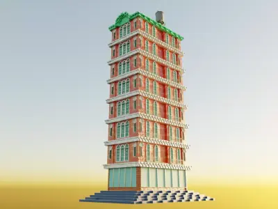 pixel building 3D model