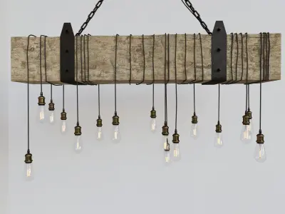Wooden Light Chandelier 3D model