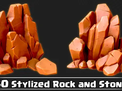 30 Stylized Rock and Stone Game Ready VOL03 Low-poly 3D model