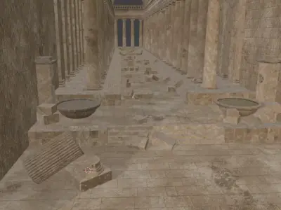 Ancient Vaulted Gallery Monumental Stone Ruins 3D model