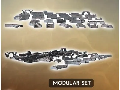 Large assembly of various modular components for constructing ad 3D print model