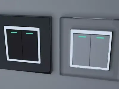 Retrotouch RTS2005 Mechanical Light Switch 2 gang Piano Black... 3D model