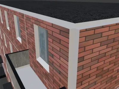 Brick Building 5 Floors Low-poly 3D model