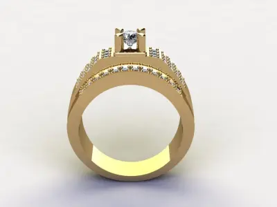 Asia Ring with gold light R16 3D model