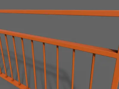 PBR Pedestrian Guard Rail Orange V3 Low-poly 3D model
