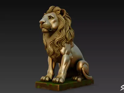Lion Statue V20 Low-poly 3D model