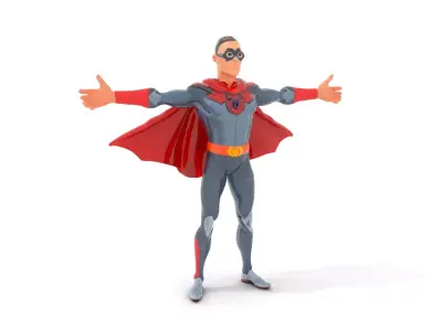 Superhero Character Model Pack with Cape and Mask Low-poly 3D model