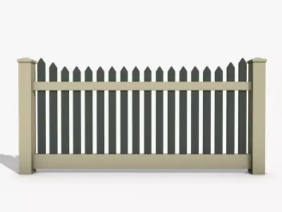 Wooden Fence Low-poly 3D model 6