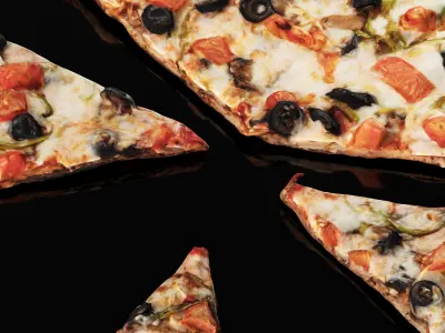 Vegetarian pizza - Pieces Low-poly 3D model