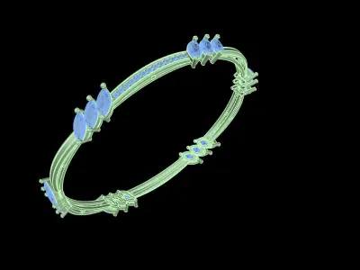 Yellow gold diamond Bangle-PBG-007 DIA 3D print model