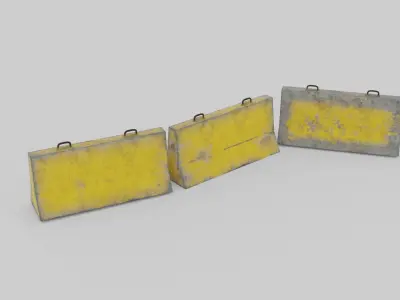 Concrete Road Block Game Asset 4 Textures Low-poly 3D model
