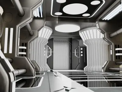 sci fi corridor 3D model 2