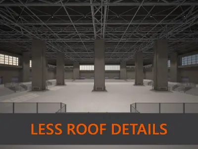 Hall 3D low poly - Multifunctional hall Low-poly 3D model