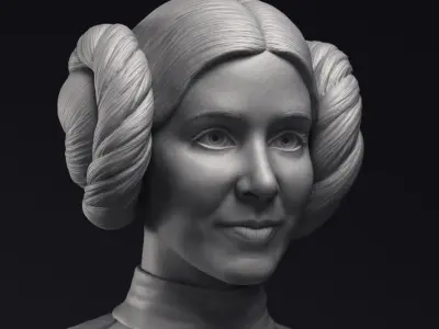 Carrie Fisher as Princess Leia Organa Bust Printable 3D Model 3D print model